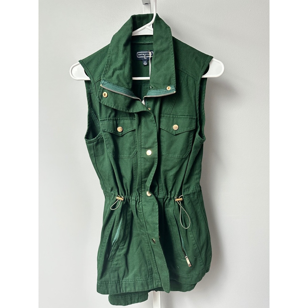 Duffield Lane Summer Vest XS Green Sleeveless Drawstring Pockets BNWT $164.00